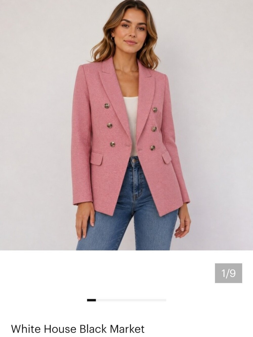 White House Black Market Rose Pink Double-Breasted Tailored Blazer